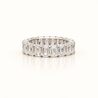6.50 Carats Emerald Cut Diamond Eternity Ring (LGD)-14kt Gold