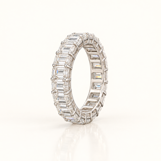 6.50 Carats Emerald Cut Diamond Eternity Ring (LGD)-14kt Gold
