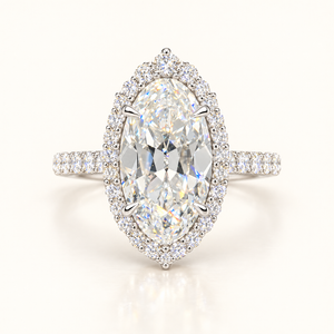 4.5 Carats Moval Old Mine Cut Set in an Elegant Halo Design Ring (LGD) -14kt Gold
