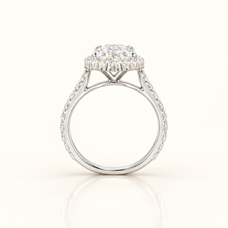 4.5 Carats Moval Old Mine Cut Set in an Elegant Halo Design Ring (LGD) -14kt Gold