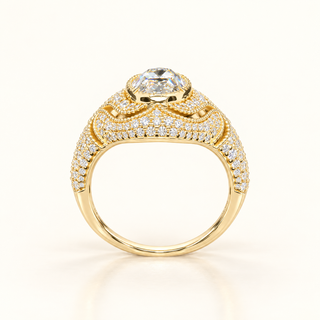 2.50 Carats Moval Old Mine Cut Set in a Vintage Art-Deco Inspired Ring - 14KT GOLD