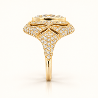 2.50 Carats Moval Old Mine Cut Set in a Vintage Art-Deco Inspired Ring - 14KT GOLD