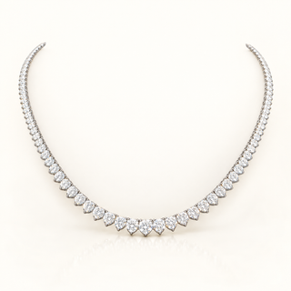 20 Carats 3-Prong Riviera Tennis Chain (1.5 Carats Center)- 14kt Gold