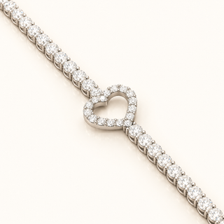 13 Carats Diamond Heart Pendant X Tennis Bracelet (LGD) - 14KT GOLD