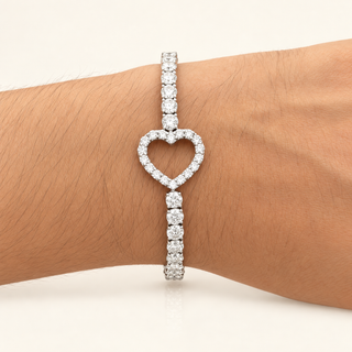 13 Carats Diamond Heart Pendant X Tennis Bracelet (LGD) - 14KT GOLD
