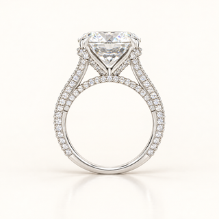 6 Carats Round Diamond with 3-Row Pave Shank- 14KT GOLD