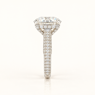 6 Carats Round Diamond with 3-Row Pave Shank- 14KT GOLD