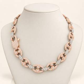 113 Carats Majestic Fancy Diamond (LGD) Two-Tone 10kt Gold Link Chain