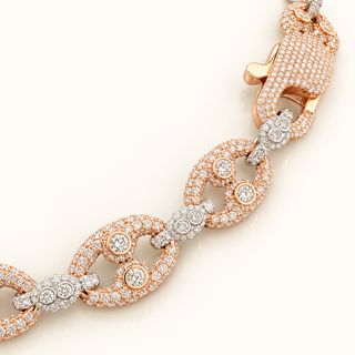 113 Carats Majestic Fancy Diamond (LGD) Two-Tone 10kt Gold Link Chain