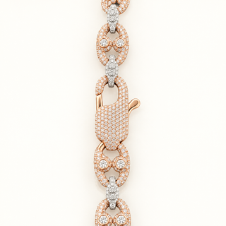 113 Carats Majestic Fancy Diamond (LGD) Two-Tone 10kt Gold Link Chain