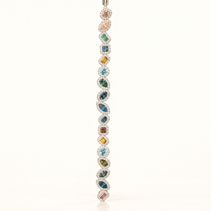 14.5 Carats Mixed Fancy Color and Shape Tennis Bracelet in 14kt Gold
