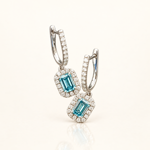 3 Carats Blue Diamond Dangling Earrings in 14kt Gold (Lab Grown Diamond)