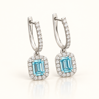 3 Carats Blue Diamond Dangling Earrings in 14kt Gold (Lab Grown Diamond)