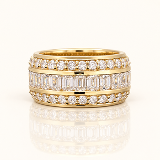 9 Carats Emerald and Round Cut Eternity Ring in 14kt Gold (Lab Grown Diamond)