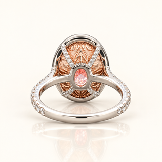 4 Carats Vivid Pink Oval Cut Ring in 14kt Gold (Lab Grown Diamond)