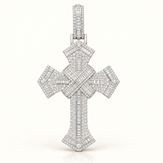 7 Carats Diamond Cross Pendant in 14kt White Gold (Lab Grown Diamond)