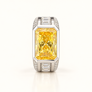 GALATEA — 11ct Vivid Yellow Radiant Cut Men's Lab-Grown Diamond Ring
