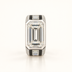 GINERVA — 14.05ct Emerald Cut Lab-Grown Diamond Men's Ring