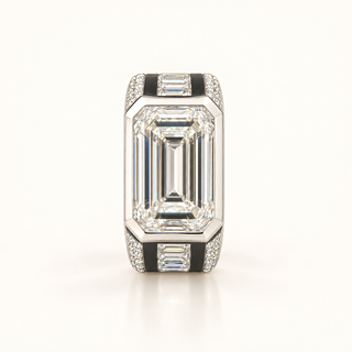 9 Carats F VS1 Emerald Cut Diamond Men's Ring 14kt Gold (LGD)