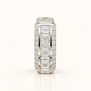 9 Carats F VS1 Emerald Cut Diamond Men's Ring 14kt Gold (LGD)