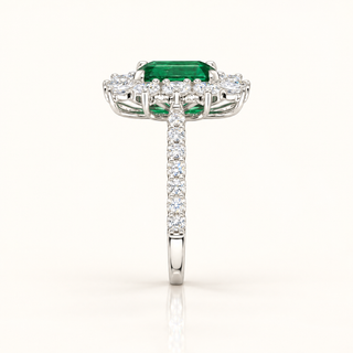 3 Carats Natural Zambian Emerald with LGD Diamonds Ring 14kt Gold
