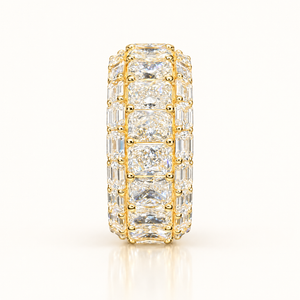 14 Carats Radiant & Emerald Cut Diamond Men’s Eternity Ring in 14K Gold