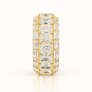 14 Carats Radiant & Emerald Cut Diamond Men’s Eternity Ring in 14K Gold