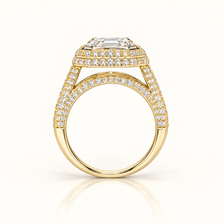 7.48 Carats F VS1 Square Emerald Cut (LGD) Diamond Ring with 14K Gold