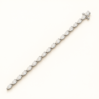 3.89 Carats 3mm Pears Elegant Classic Tennis Bracelet in 14kt Gold- 7 Inches