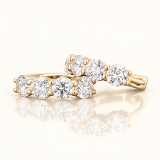 1.9 Carats Round Diamond Hoop Earrings in 14K Gold