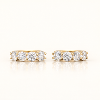 1.9 Carats Round Diamond Hoop Earrings in 14K Gold