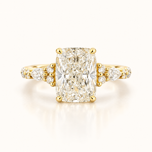 3.9 Carats Long Cushion Cut F/VS1 Lab-Grown Diamond Ring - 14K Gold