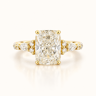 3.9 Carats Long Cushion Cut F/VS1 Lab-Grown Diamond Ring - 14K Gold