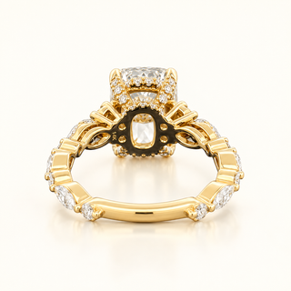 3.9 Carats Long Cushion Cut F/VS1 Lab-Grown Diamond Ring - 14K Gold