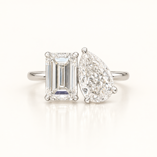 ET Moi Tet Ring with Pear and Emerald Cut Stones - 14kt Gold (LGD)