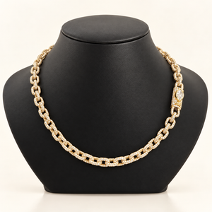 67 Carats Luxury Classic Diamond - Studded Link Chain 14K Yellow Gold