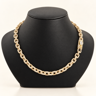 67 Carats Luxury Classic Diamond - Studded Link Chain 14K Yellow Gold