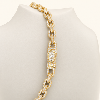 67 Carats Luxury Classic Diamond - Studded Link Chain 14K Yellow Gold