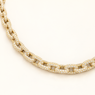 67 Carats Luxury Classic Diamond - Studded Link Chain 14K Yellow Gold