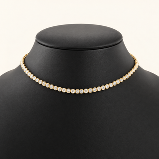 8.8 Carats Lab-Grown Diamond Bezel Tennis Chain in 14K Yellow Gold