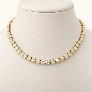 8.8 Carats Lab-Grown Diamond Bezel Tennis Chain in 14K Yellow Gold
