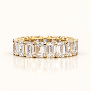14.48 Carats Emerald-Cut (LGD) Diamond Eternity Band in 14K Gold