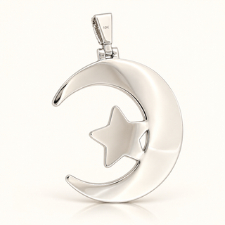 16 Carats Crescent & Star Pendant in 10K Gold l Custom Jewelry Pendant (LGD)