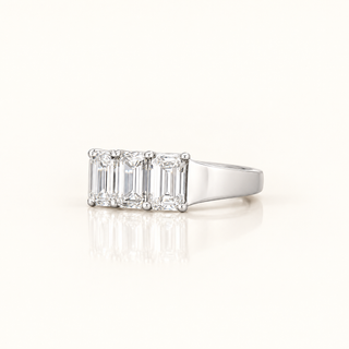 3.82 Carats Emerald-Cut (LGD) Diamond Ring in 14K White Gold