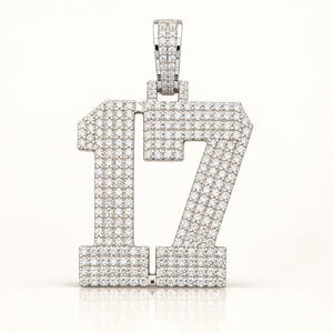 2 Carats "17" Pendant  | Custom Jewelry Pendant in 10K White Gold