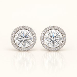 3.80 Carats Elite Round Brilliant Cut (LGD) Halo Studs in 14K white Gold