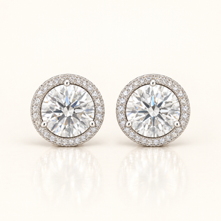 3.80 Carats Elite Round Brilliant Cut (LGD) Halo Studs in 14K white Gold