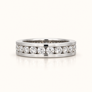 3.03 Carats Round Channel-Set Diamond Ring in 14K White Gold
