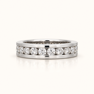 3.03 Carats Round Channel-Set Diamond Ring in 14K White Gold