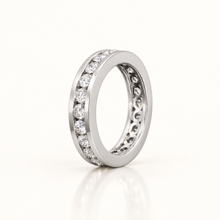 3.03 Carats Round Channel-Set Diamond Ring in 14K White Gold